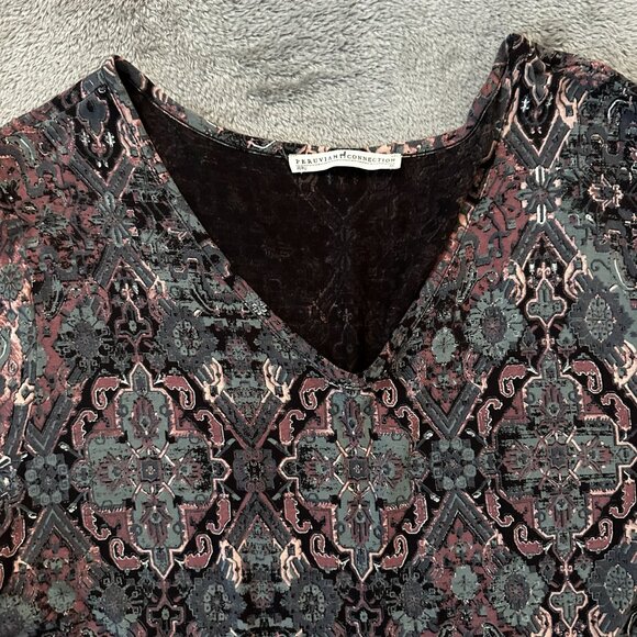 Peruvian Connection Printed Fit and Flare Cotton Modal Dress Extra Large XL - Picture 4 of 7